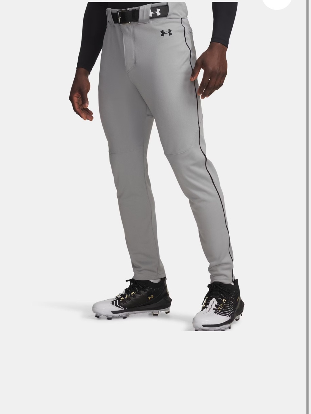 Set of 4: UA Utility Pro Piped Men's Light Gray Baseball Pants with Black line